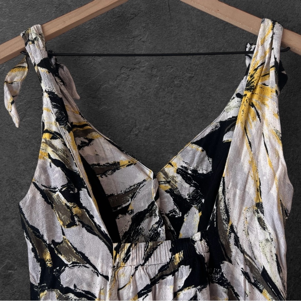 Free People Floral Tie-Shoulder Tropical Summer Mini Button Front Dress Size S - Picture 11 of 11